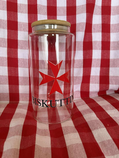 Biskuttini Jar with Maltese Cross – 1.25 Litre Glass Storage Jar